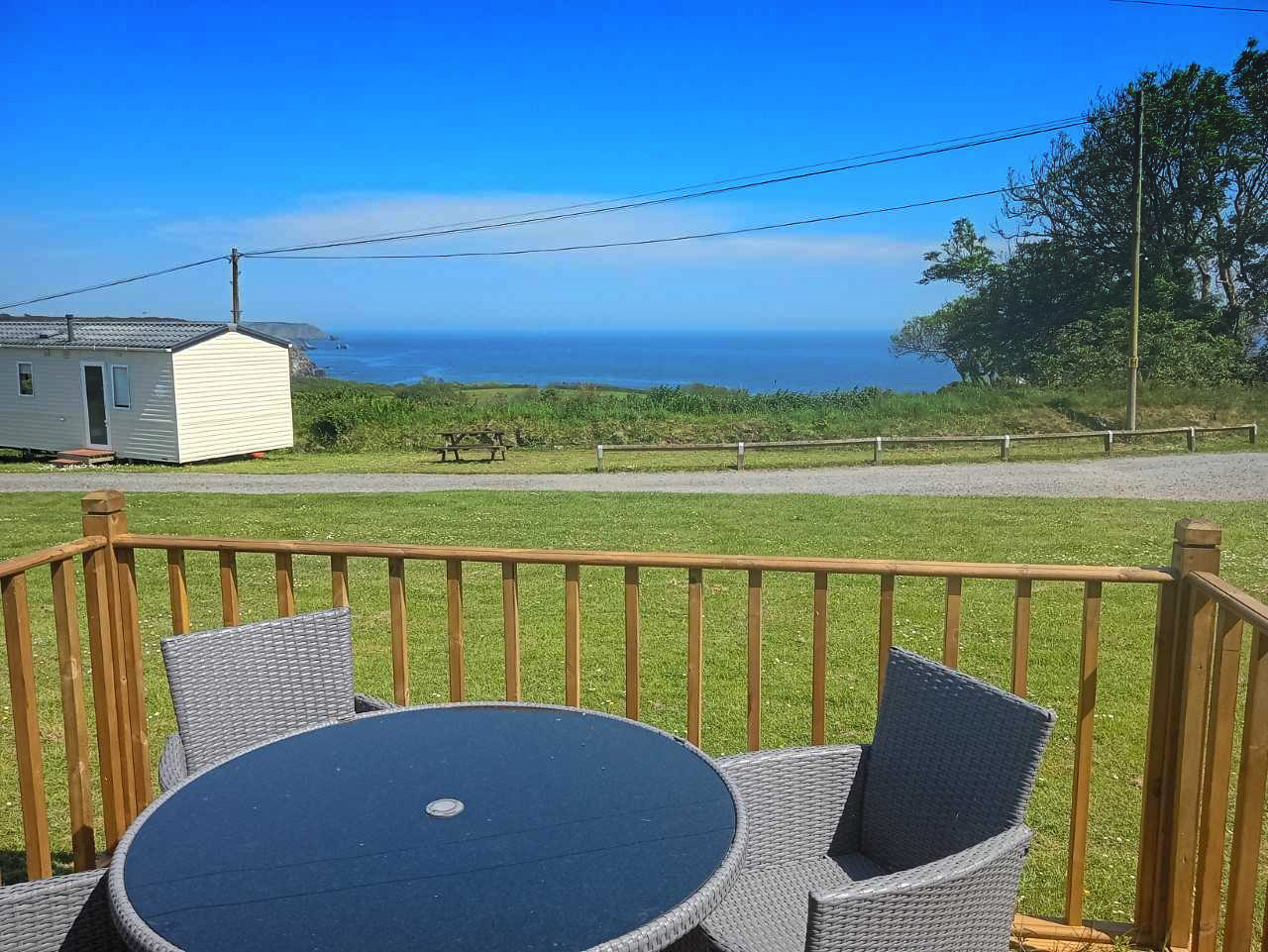 Morwenna  Holiday Cottage patio view - Kennack Sands on the Lizard-